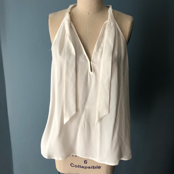 NWT Joie - White Silk Top with Tie - Picture 2 of 7